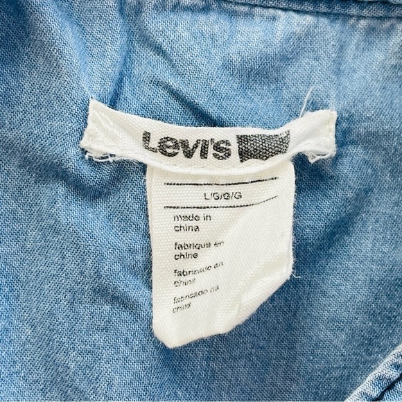 Levi's chambray peplum sleeveless top western blue women's‎ size L - Picture 4 of 10